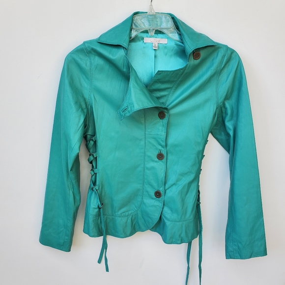 Cache Luxe Jackets & Blazers - 100% Lambskin Leather/Suede Aqua Teal Jacket NEW With Tags